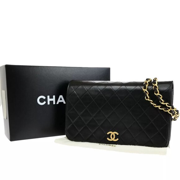 CHANEL CC Full Flap Matelasse 23 Chain Shoulder Bag Leather Black - Picture 1 of 16